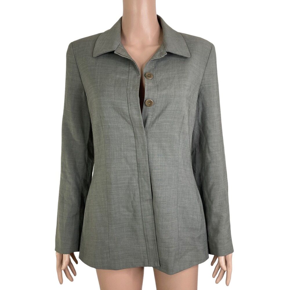 Ann Taylor Blazer Womens Size Wool Blend Gray Button